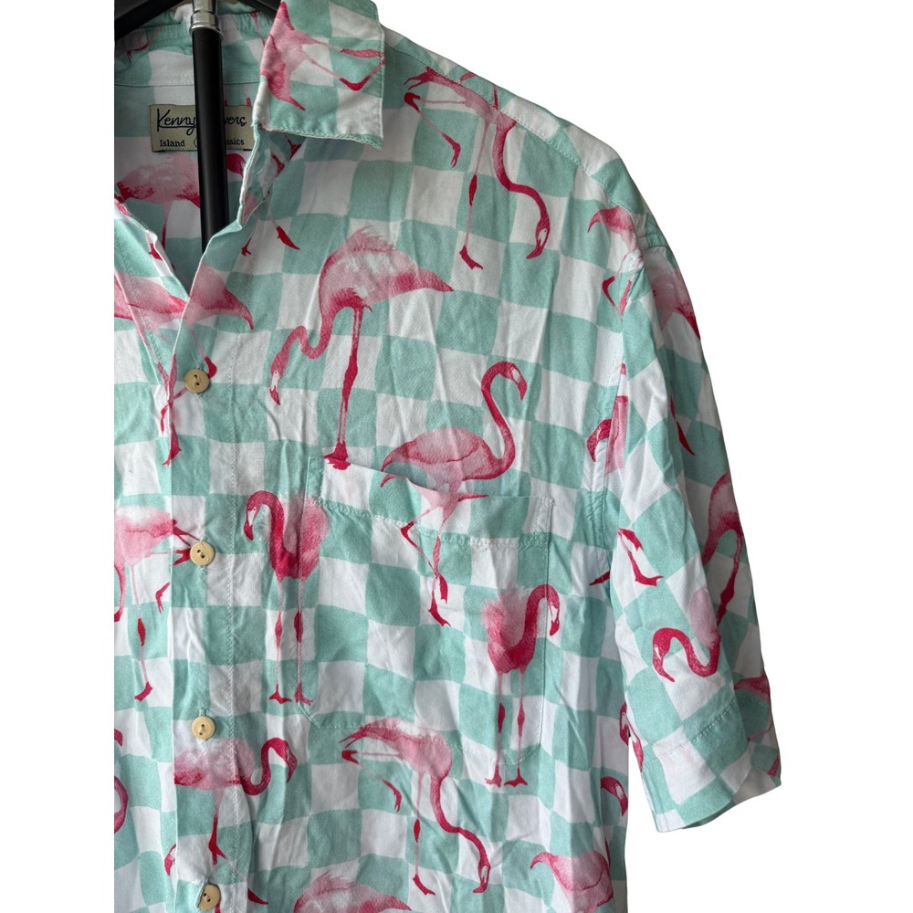 Kenny Flowers Coastal Prep Flamingo Resort Camp Shirt Tropical Mens L Resort - Picture 3 of 8